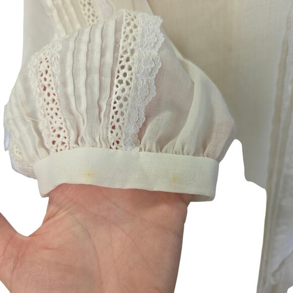 Gunne Sax Vintage 70s Edwardian Style White Midi Dress Size 11 M Drop Waist - Picture 10 of 14